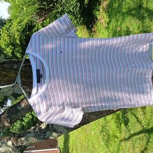 Tommy hilfiger womens size medium shirt multi color striped shirt 100% cotton